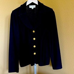 St John Collection Black jacket with gold buttons Sz 10
